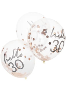 Balony na 30 urodziny KONFETTI (5szt.) dekoracja na 30 urodziny balony z konfetti dekoracja 30 urodziny