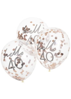 Balony na 40 urodziny KONFETTI (5szt.) dekoracje na 40 urodziny balony 40 dekoracje urodzinowe balony na 40