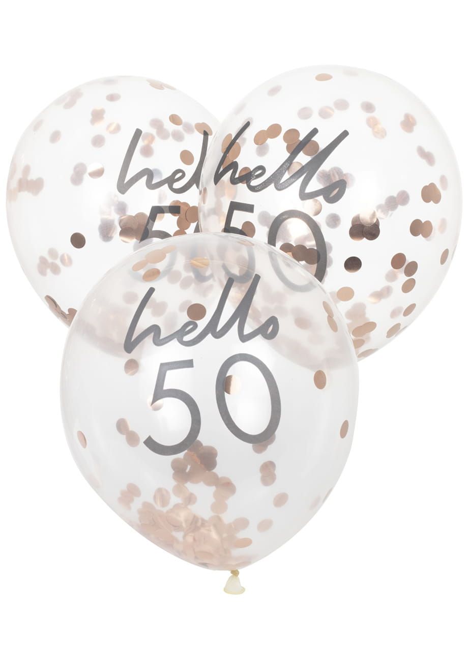 Balony na 50 urodziny KONFETTI (5szt.)