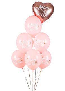 Balony na baby shower MOM TO BE r�owe (6szt.)