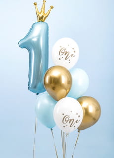 Balony urodzinowe ONE balony na roczek niebieskie (6szt.)