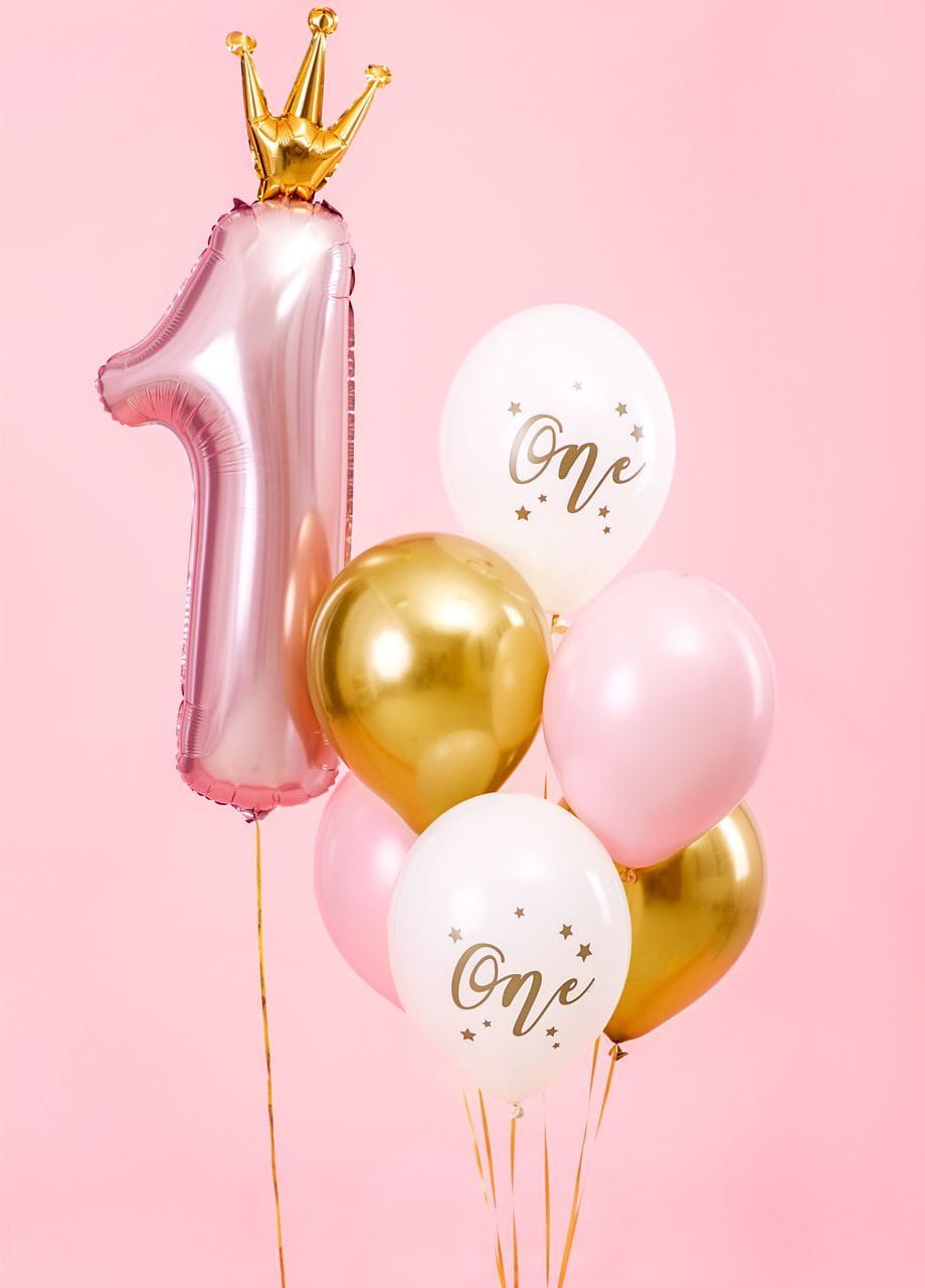 Balony urodzinowe ONE balony na roczek różowe (6szt.)