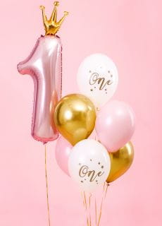 Balony urodzinowe ONE balony na roczek rowe (6szt.)