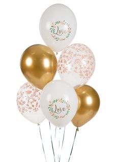 Balony w kwiaty LOVE (6szt.) balony dekoracyjne balony z nadrukiem balony kwiaty balony ozdobne