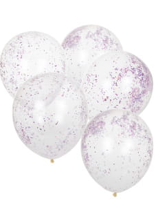 Balony z KONFETTI rowym (5szt.)