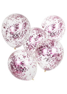 Urodzinowe balony z KONFETTI r�owym (5szt.)
