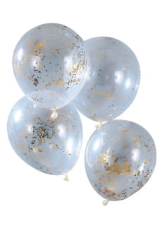 Balony ze zotym konfetti GWIAZDKA (5szt.)