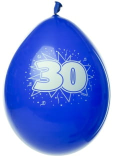 Balony 30 URODZINY (8szt.)
