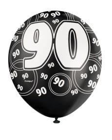 Balony 90 URODZINY GLITZ czarne (6szt.)