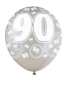 Balony 90 URODZINY GLITZ czarne (6szt.)