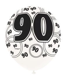 Balony 90 URODZINY GLITZ czarne (6szt.)