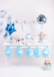 Balony na baby shower BOCIAN niebieskie (8szt.)