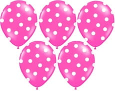 Balony ciemnorowe w biae kropki (6szt.)