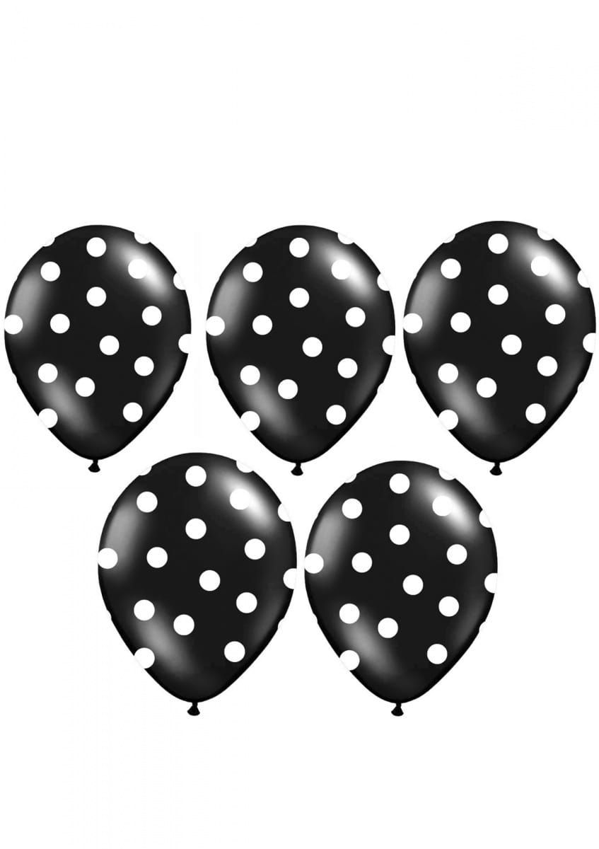 Balony czarne w białe kropki (50szt.)