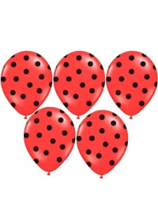Balony czerwone w czarne kropki (6szt.)