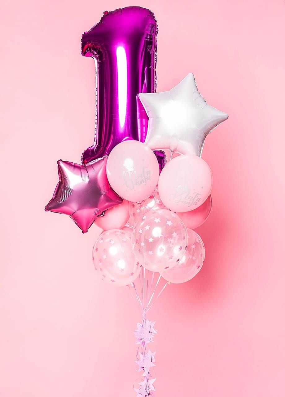 Balony urodzinowe GWIAZDKI różowe (5szt.)