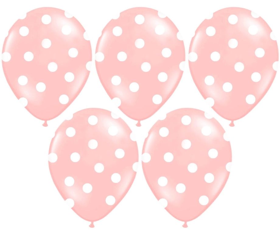 Balony jasnoróżowe w białe kropki (50szt.)
