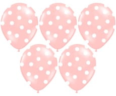 Balony jasnorowe w biae kropki (6szt.)