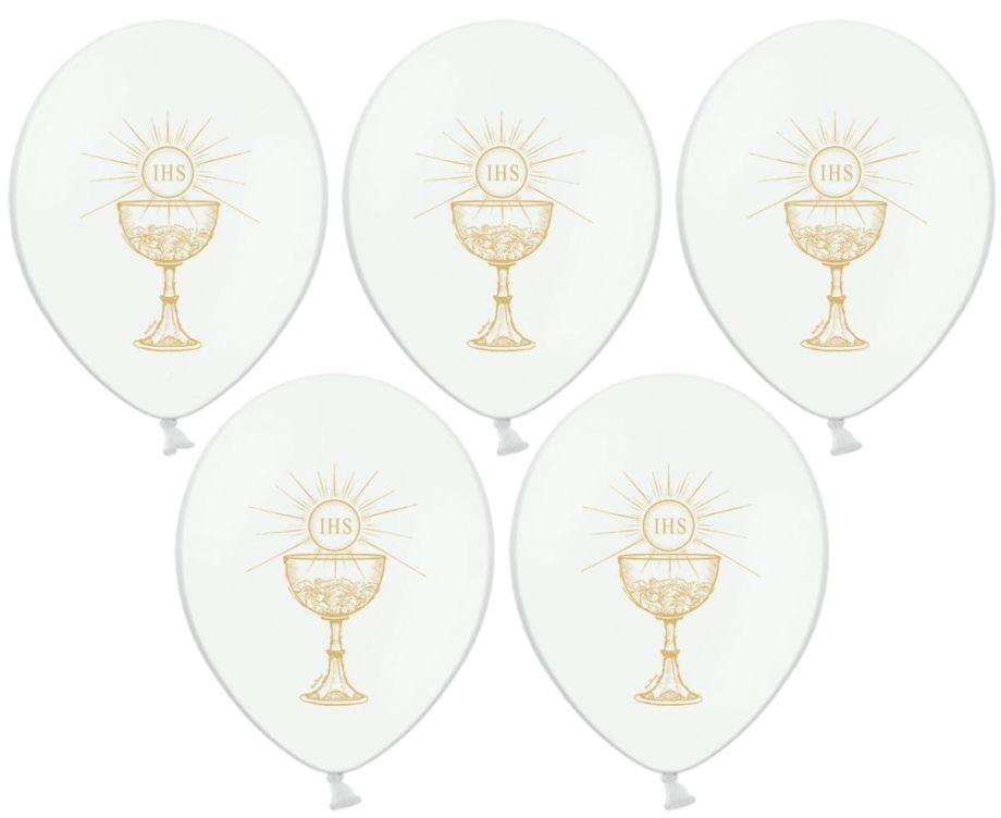 Balony lateksowe IHS białe balony na komunię (50szt.)