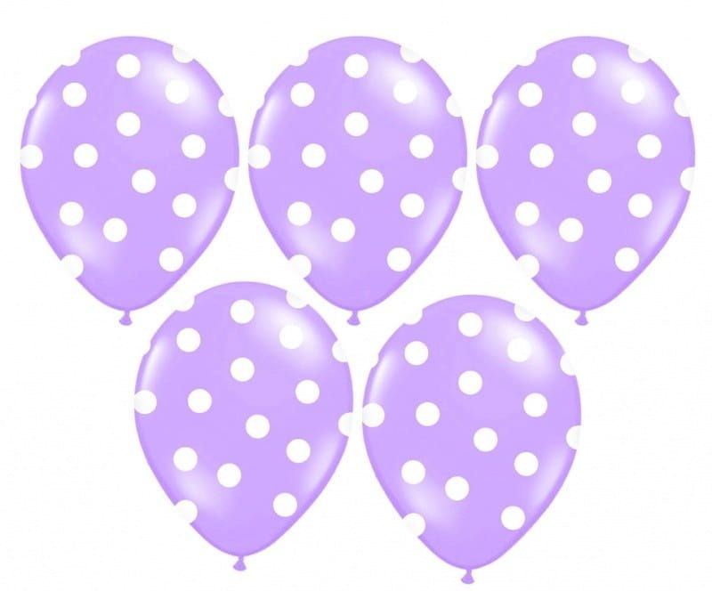 Balony lawendowe w białe kropki (50szt.)