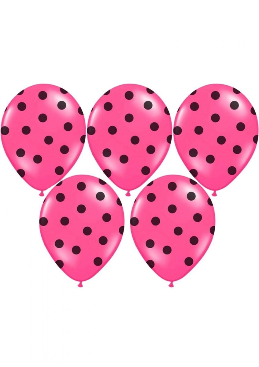 Balony różowe w czarne kropki (50szt.)