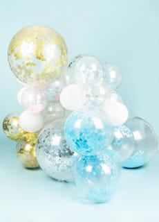 Balony z KONFETTI niebieskim 30cm (3szt.)