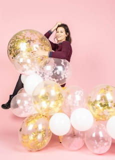 Balony urodzinowe z KONFETTI zotym 30cm (3szt.)