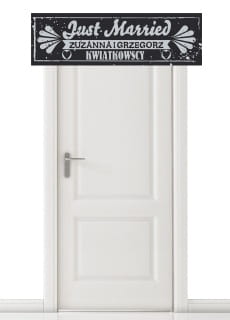 Dekoracja sali weselnej JUST MARRIED baner personalizowany - 125cm x 38cm
