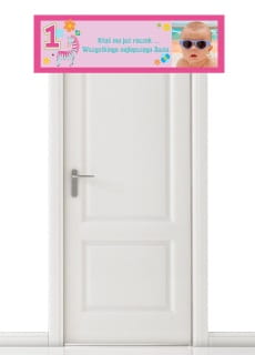 Baner na roczek ZEBRA dekoracja sali na roczek - 125cm x 38cm