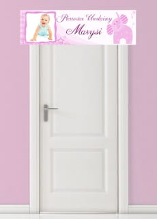 Baner personalizowany na URODZINY DZIEWCZYNKI dekoracja ze zdj�ciem