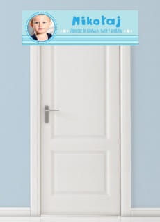 Baner ze zdj�ciem NIEBIESKI dekoracja urodzinowa z imieniem