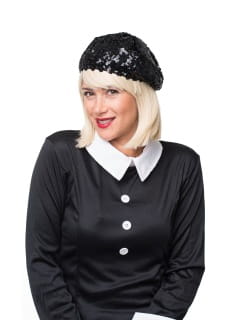 Beret z cekinami czarny