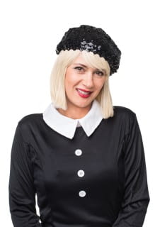 Beret z cekinami czarny