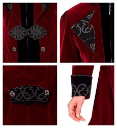 Str�j GOTYCKI aksamitny p�aszcz bordowy - S gotycki p�aszcz str�j na halloween  przebranie gotyckie str�j damski