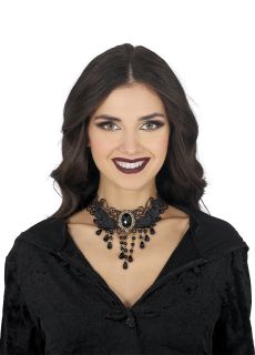 Halloweenowy naszyjnik z czarnym kamieniem CHOKER