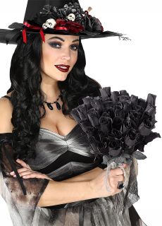 Czarna RӯA dodatek na Halloween gotycka r�a dekoracja halloween czarny kwiat akcesoria na halloween czarne r�e
