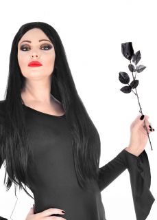 Czarna RӯA dodatek na Halloween gotycka r�a dekoracja halloween czarny kwiat akcesoria na halloween czarne r�e