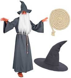 Str�j CZARODZIEJA szary - S/M kostium czarodzieja str�j maga przebranie fantasy str�j na Halloween