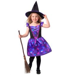 Dzieci�cy str�j na Halloween CZAROWNICA fioletowa 116cm