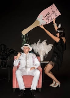 Wielka dekoracja kartonowa BUBBLE PARTY butelka szampana