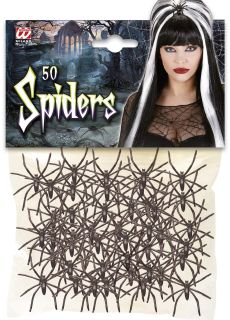 Dekoracja na Halloween PAJ�KI CZARNE (50szt.) sztuczne paj�ki na Halloween