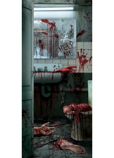 Dekoracja na �cian� KRWAWE DRZWI WC ozdoba na Halloween