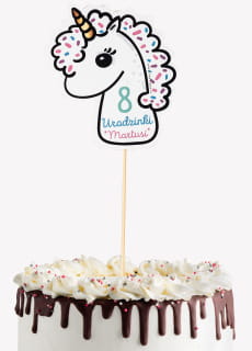 Dekoracja na tort JEDNORO�EC topper urodziny unicorn