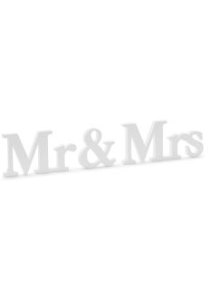 Dekoracja stojca Mr&Mrs biaa 50x9,5cm