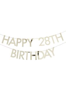 Zota girlanda urodzinowa HAPPY BIRTHDAY personalizowany napis na urodziny