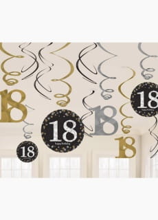 Dekoracja swirl 18 BIRTHDAY Sparkling (12szt.) dekoracja na 18 urodziny dekoracja na osiemnastk�
