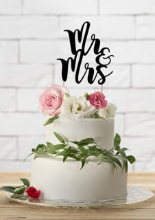 Topper na tort weselny MR & MRS czarny