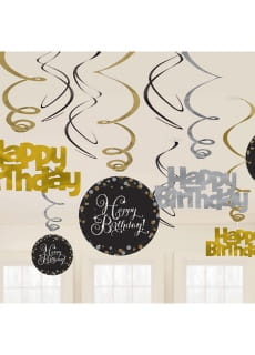 Dekoracja wiszca HAPPY BIRTHDAY swirl (12szt.)