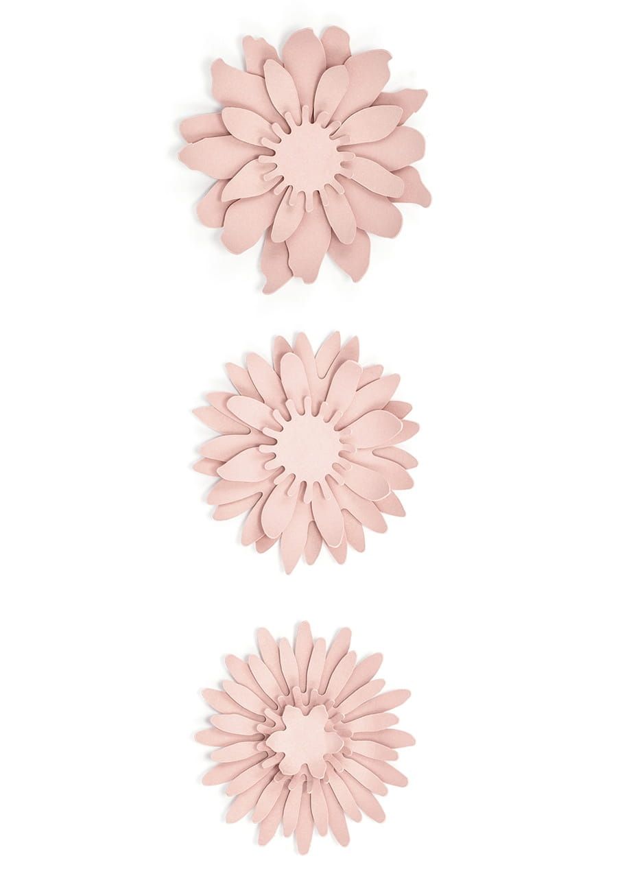 Dekoracje papierowe KWIATY (3szt.) pudrowy róż