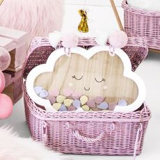 Drewniana ksi�ga go�ci na baby shower CHMURKA